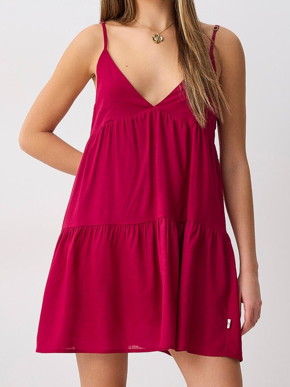 Raspberry red tiered minidress - Picture 3 of 3